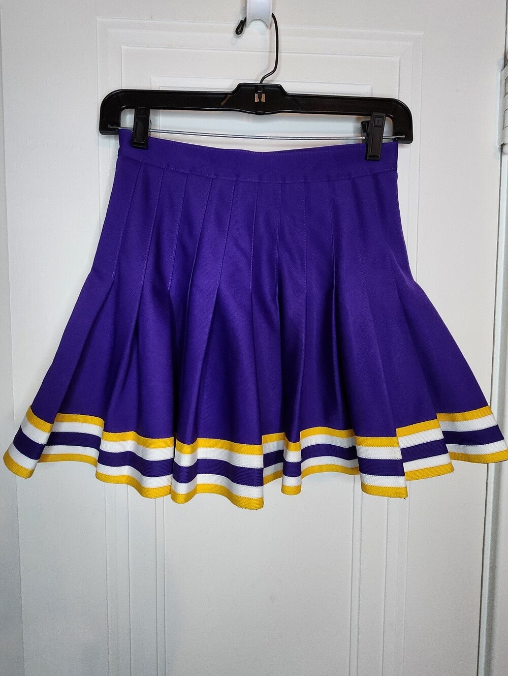 Vintage Cheerleader & DanzTeam Purple Pleated Cheer Skirt Gold White Trim Size 7